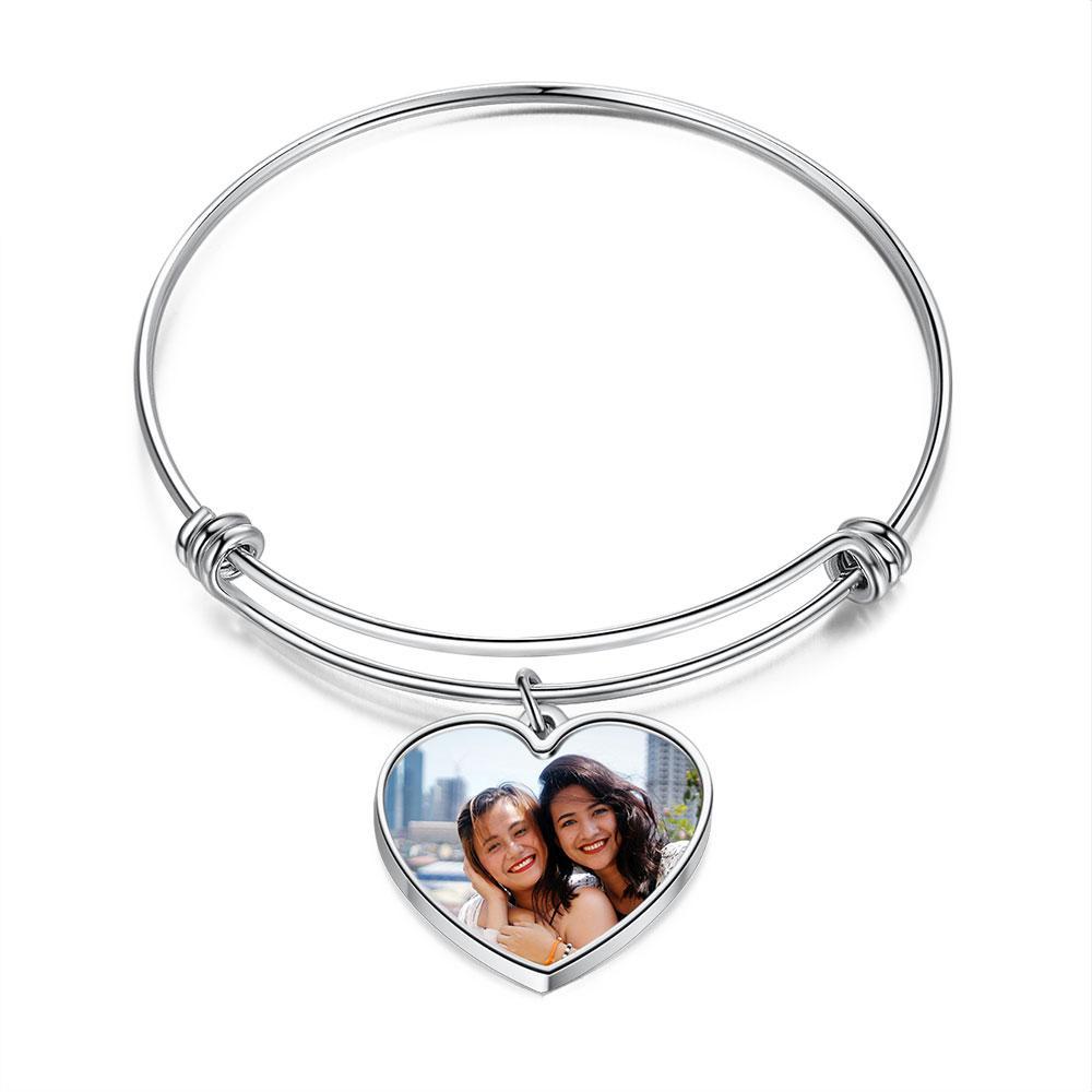 Bracelet Photo Personnalisé avec Cœur Breloque