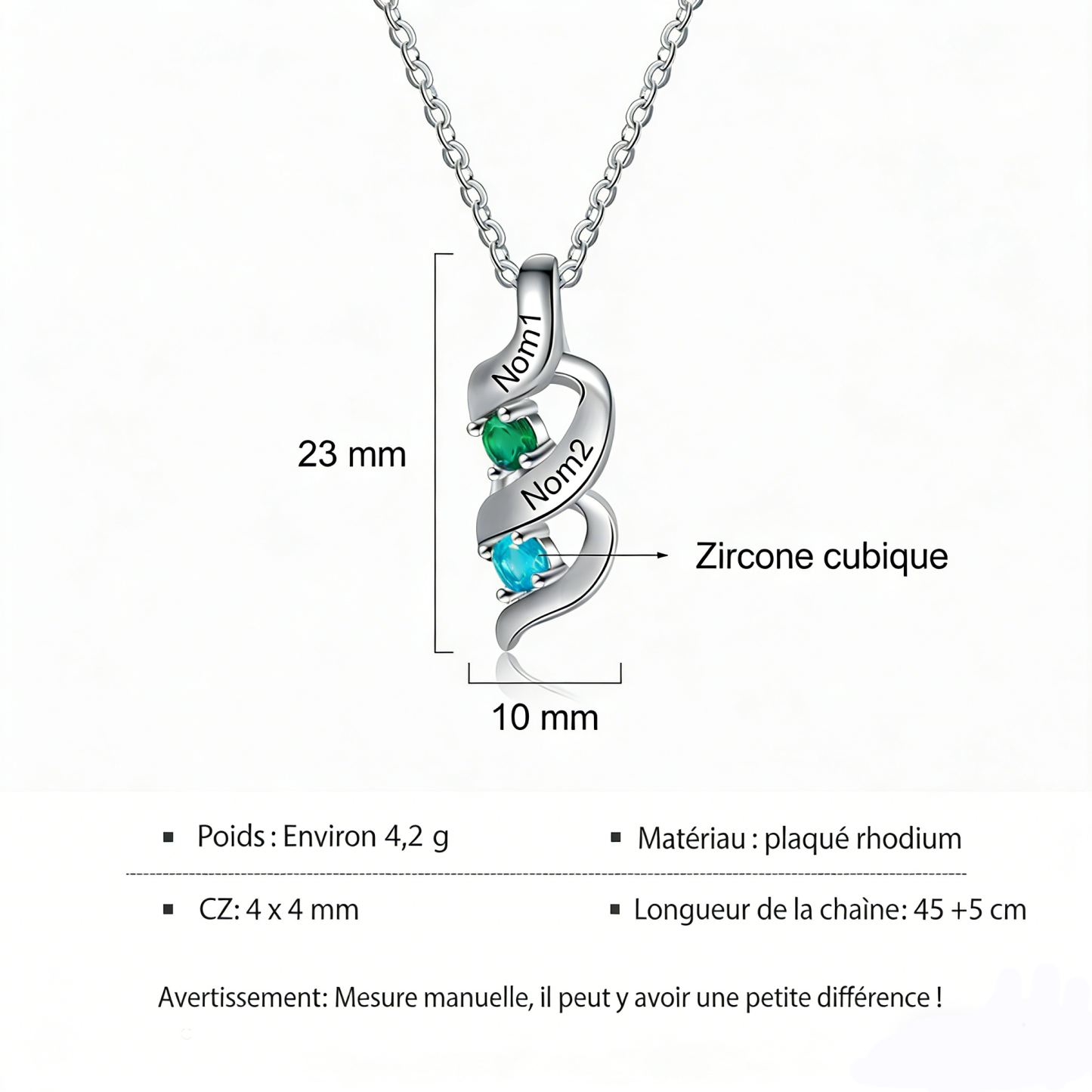 Collier ADN Personnalisé avec 1 à 10 Prénoms et Pierres de Naissance – Cadeau pour la Famille et les Proches