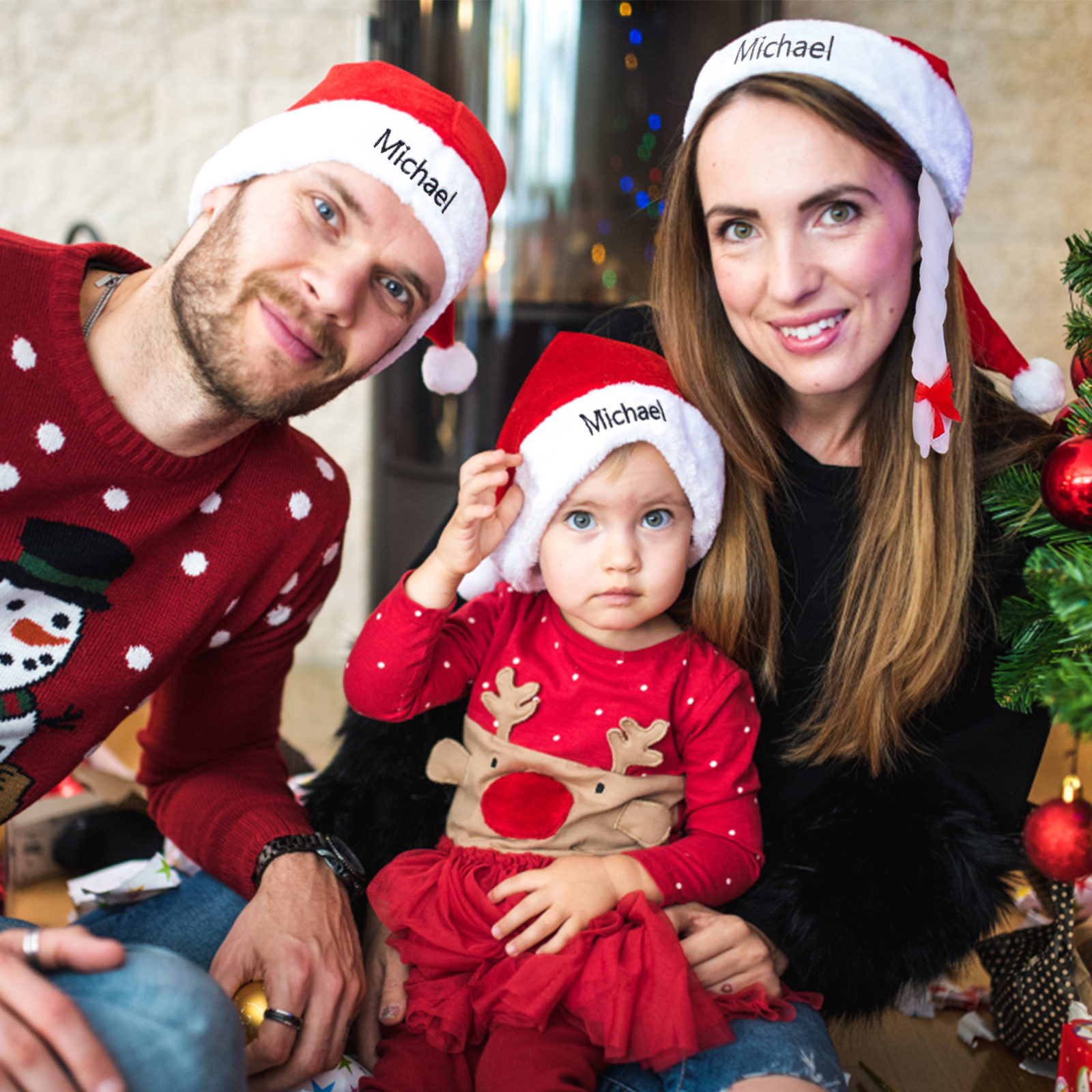 Chapeau de Noël 1 Prénom Personnalisé pour famille