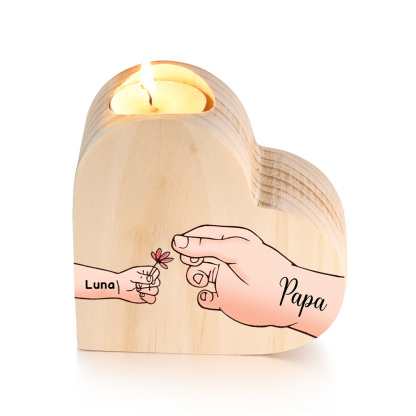 À Ma Maman/Mamie - Bougeoir en Bois Mains et Enfants 2 Prénoms Personnalisés pour Famille sans bougie