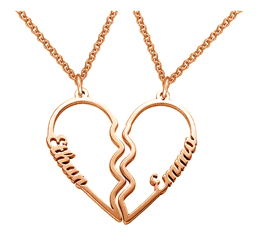 Collier breloque Coeur 2 Prénoms personnalisée pour Couple pour Couple | Jessemade