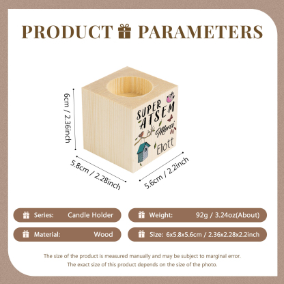 Merci ATSEM-Bougeoir en Bois personnalisé avec Prénom sans Bougie Cadeau fin d’année | Jessemade