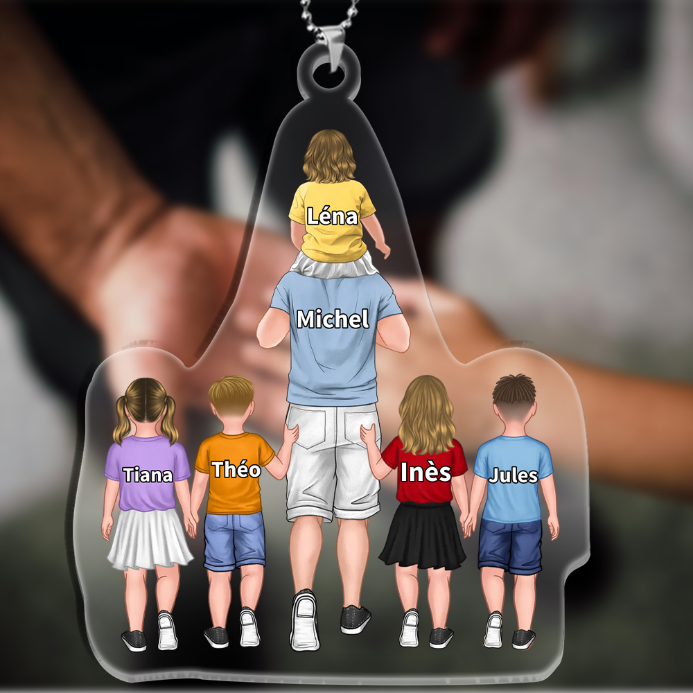 À Maman/Papa - Porte-Clés Acrylique 2-9 Prénoms Personnalisés Ornements pour Famille