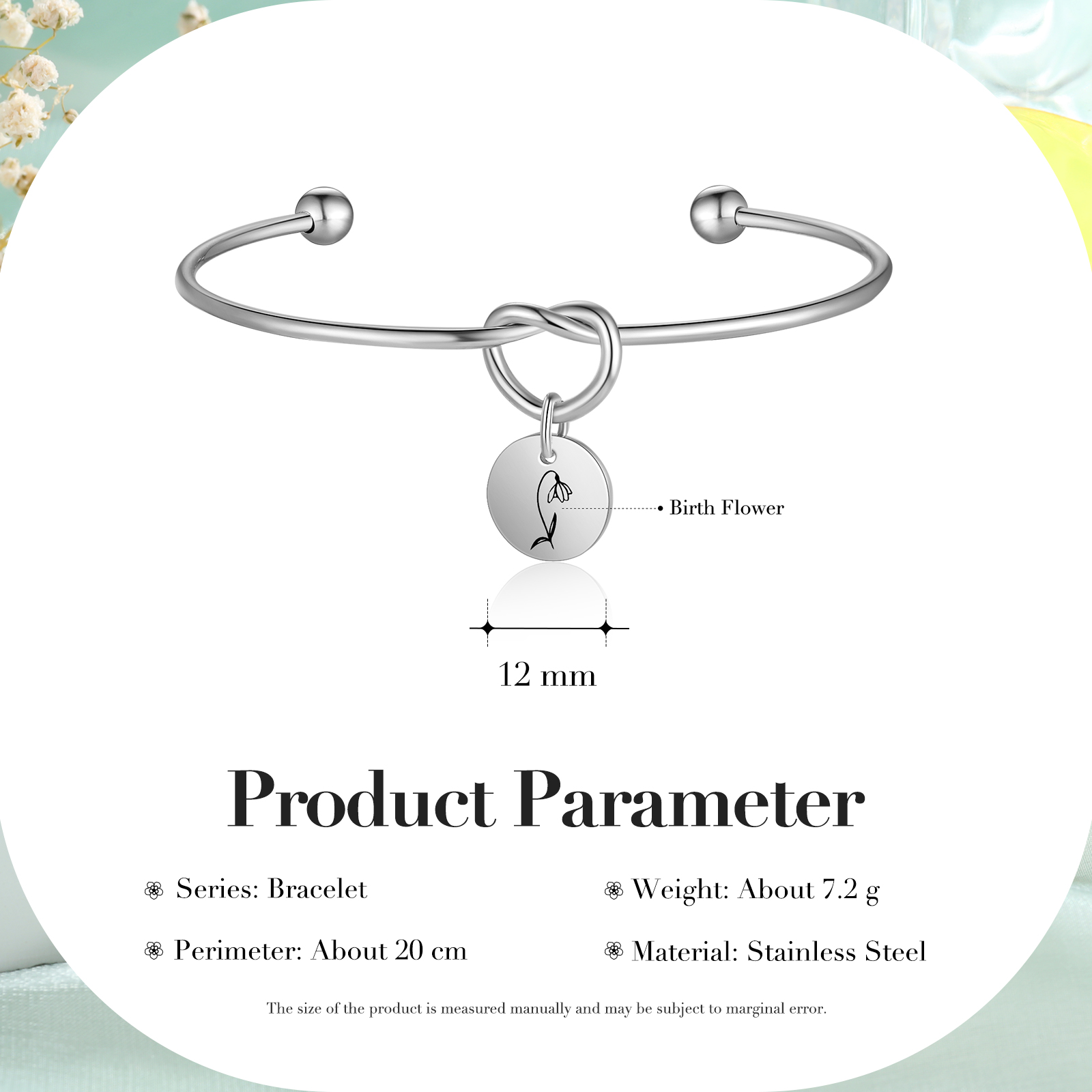 Bracelet Jonc Fleur de Naissance Personnalisé