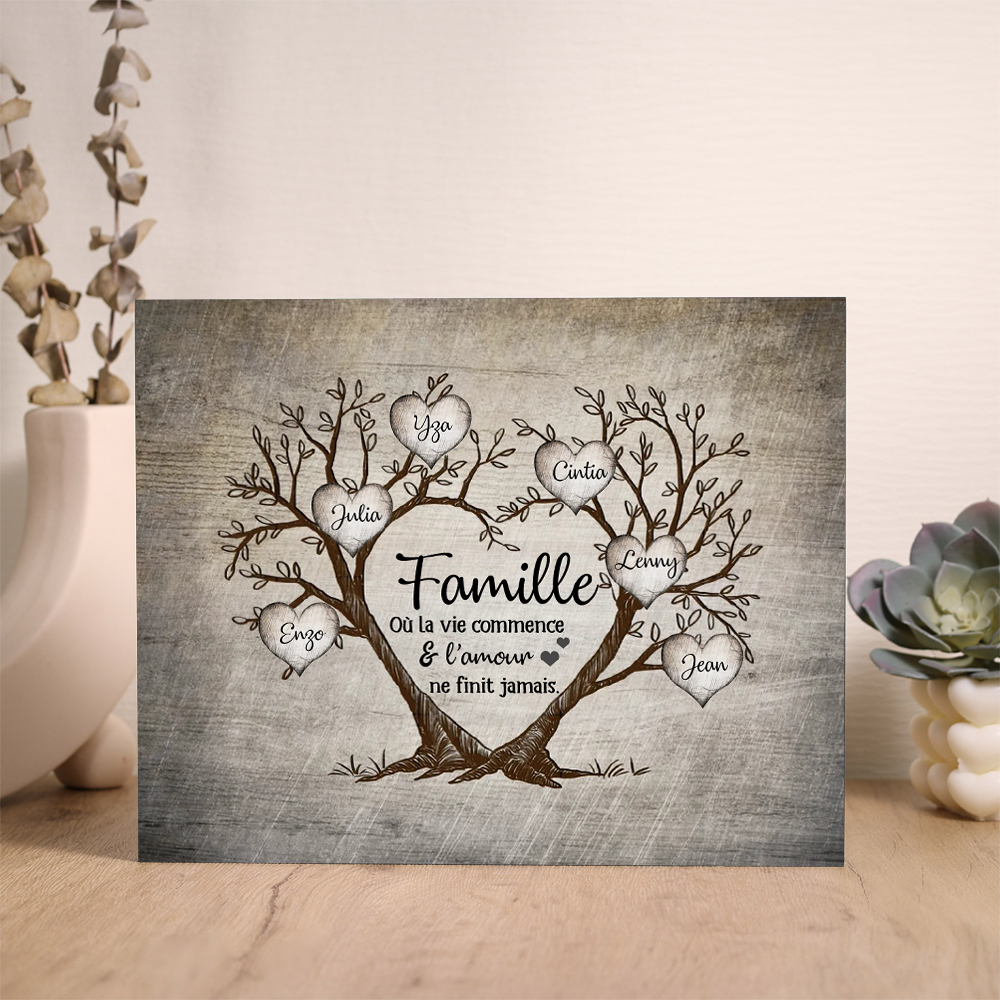 3-9 Noms Cadre en Bois Arbre de Vie Arbre Généalogique Personnalisés pour Famille | Jessemade