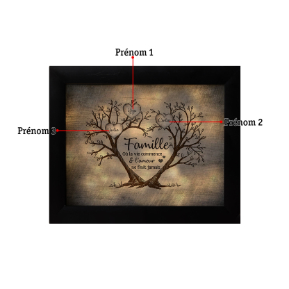 Cadre Photo LED Couple 3-6 Prénoms Personnalisés Arbre de vie