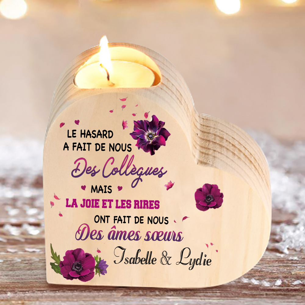 Jessemade FR À Ma Collègue
- Bougeoir en Bois sans bougie 2 Prénoms Personnalisé