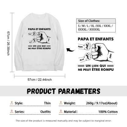 À mon Papa - Sweat-Shirt Poings 2 Prénoms Personnalisés