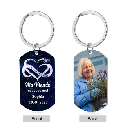 Porte-Clés Commémoratif 1 Prénom et Photo Personnalisés avec Date et Texte