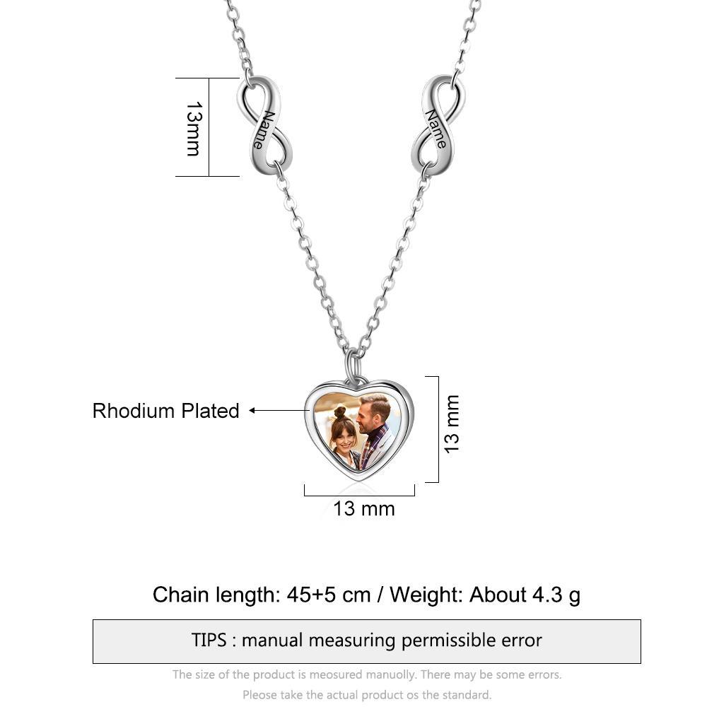Collier Photo Prénom Personnalisé Infini pour Femme Bébé Cadeau Maman Anniversaire