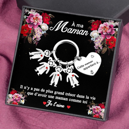 À ma Maman - Porte-Clés 4 Prénoms Personnalisé Avec Breloques 4 Enfants