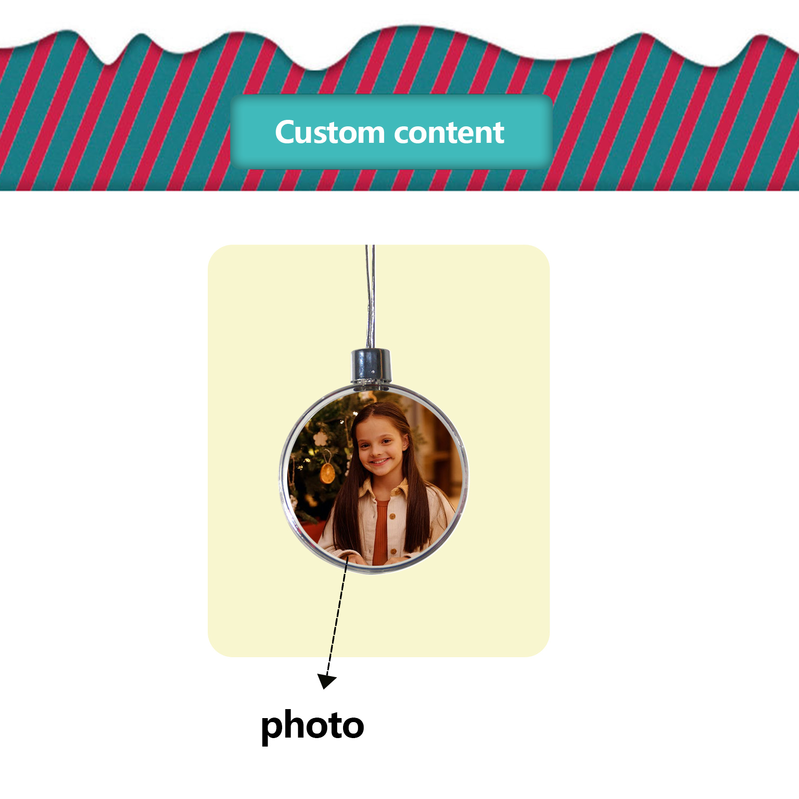 Décoration Sapin Noël Boule avec 1 Photo Personnalisés pour Famille boule de noël | Jessemade