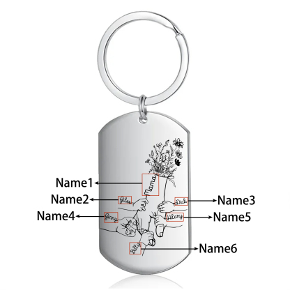 À Ma Maman - Porte-Clés la Main dans la Main 6 Prénoms Personnalisés