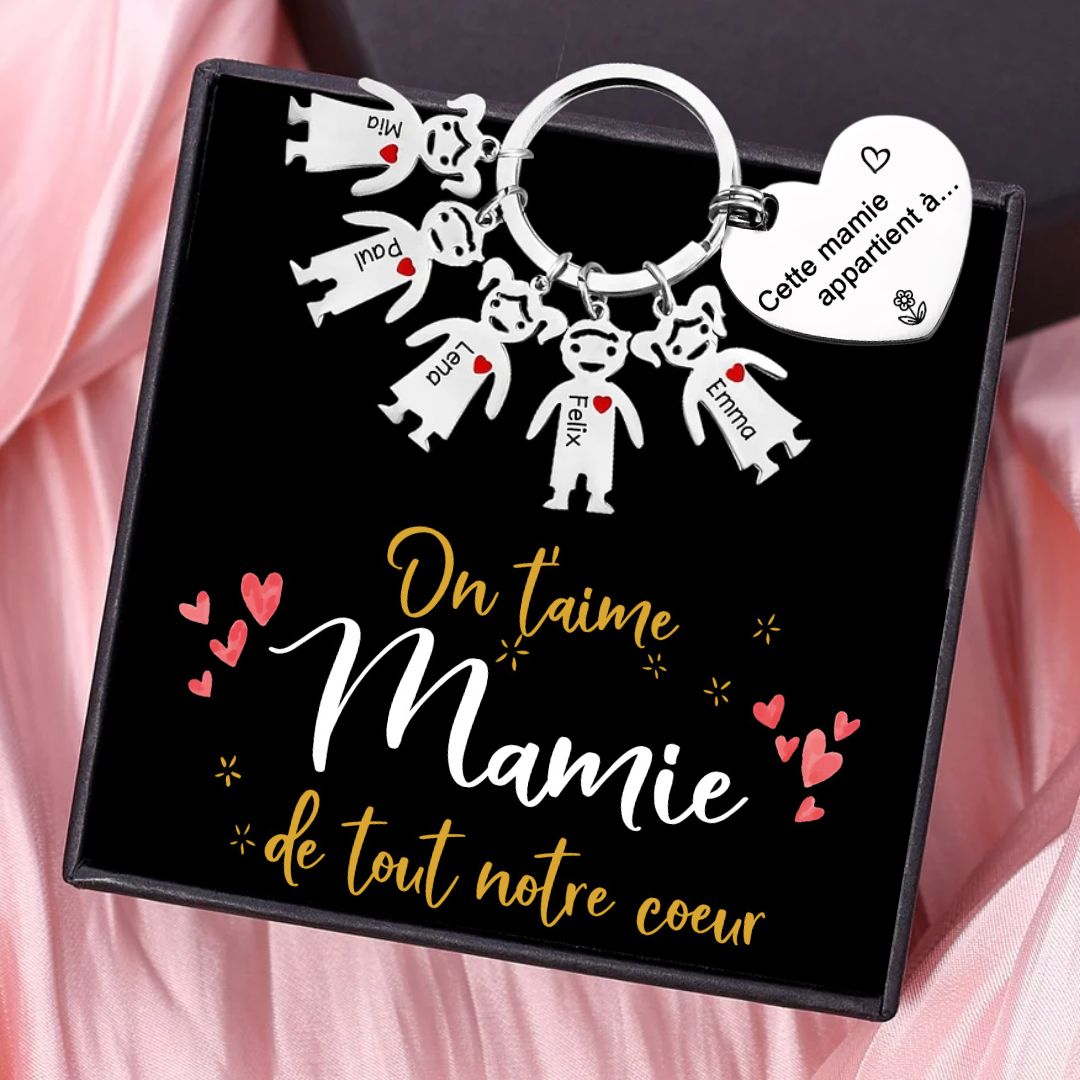 À Ma Mamie - 1-5 Noms Porte-Clés Personnalisés Avec Breloques Enfants