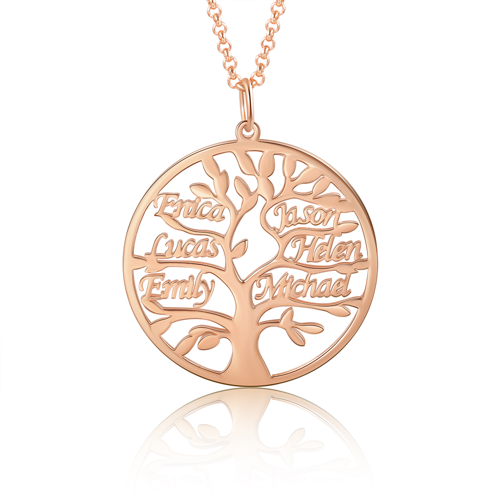 Collier Argent Arbre de vie Arbre généalogique 6 prenoms