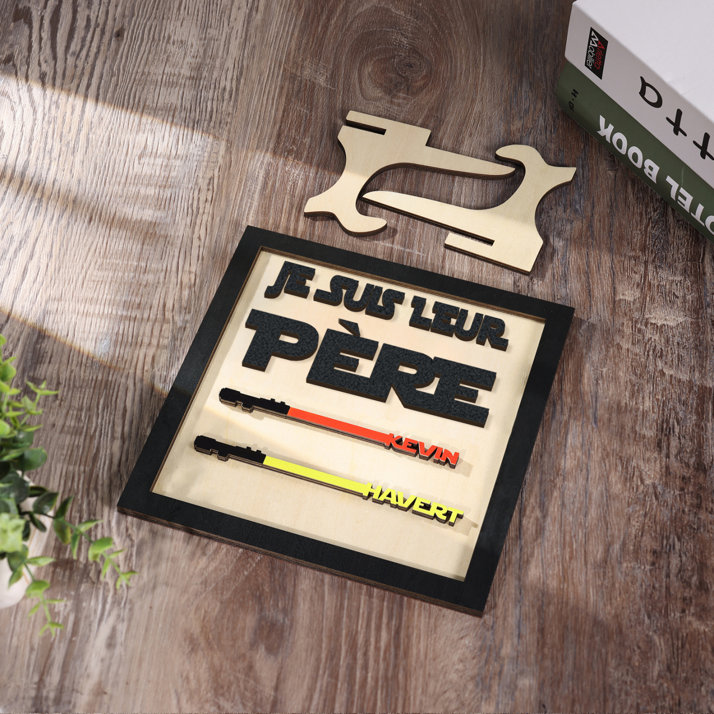 À mon Papa - Décoration en bois 2 Prénoms Personnalisés Ornement pour Père