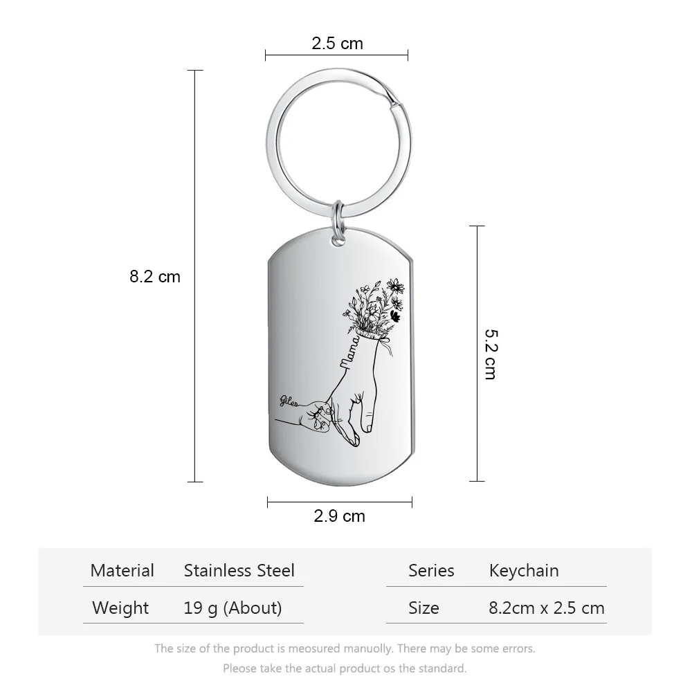 À Ma Maman - Porte-Clés la Main dans la Main 2 Prénoms Personnalisés