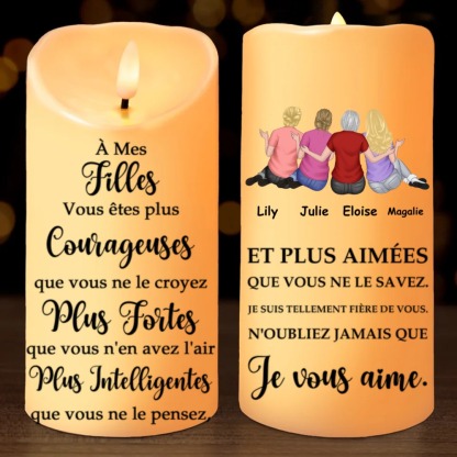 À ma fille - Bougie Électronique Personnalisée avec 2-4 Prénoms et Texte LED Lumières pour Filles | Jessemade
