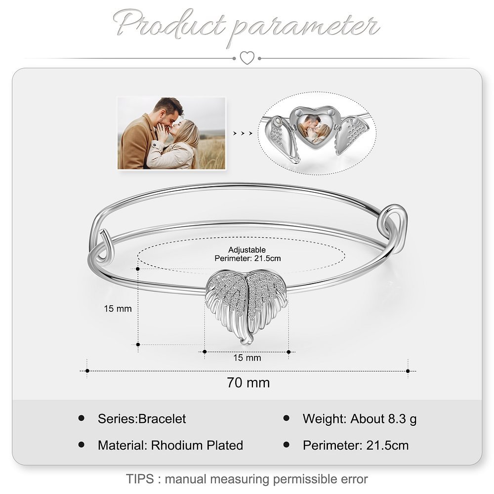 Bracelet Photo Personnalisée avec Cœur Breloque