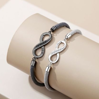 2PCS Bracelets Infini 2 Prénoms Personnalisés pour Couple
