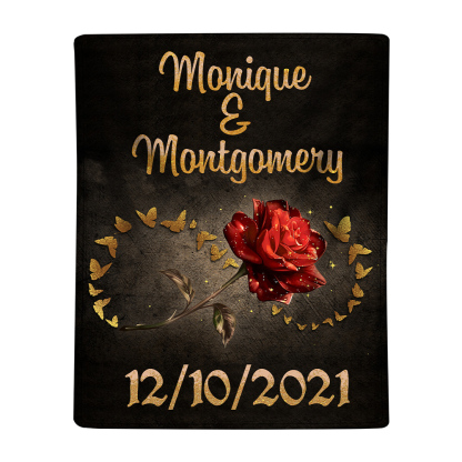 Couverture Plaids Polaire 2 Prénoms Personnalisés avec Date pour Couple | Jessemade