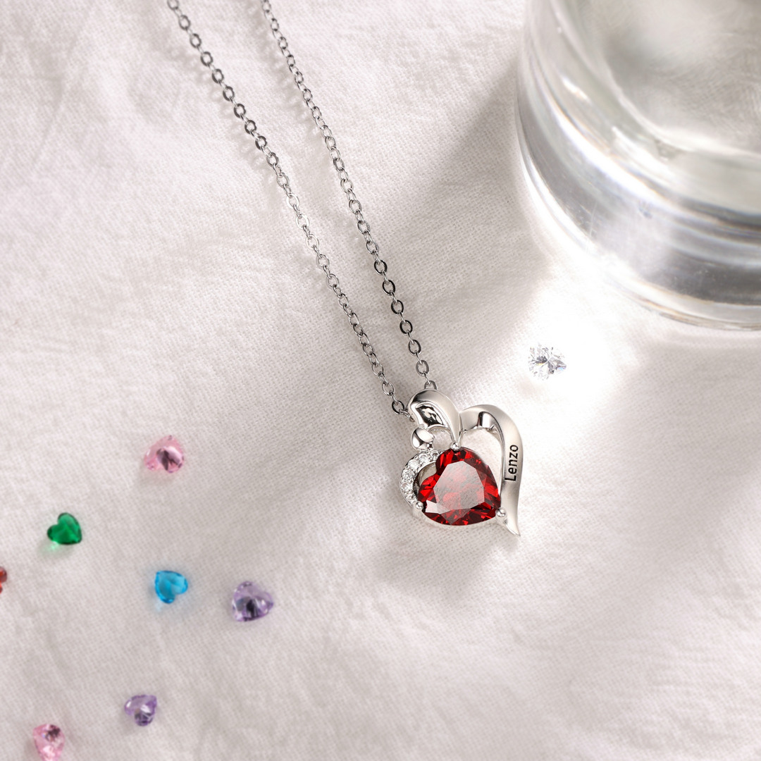 À ma Fille - Collier Cœur 1 Prénom Personnalisé avec Pierre de Naissance