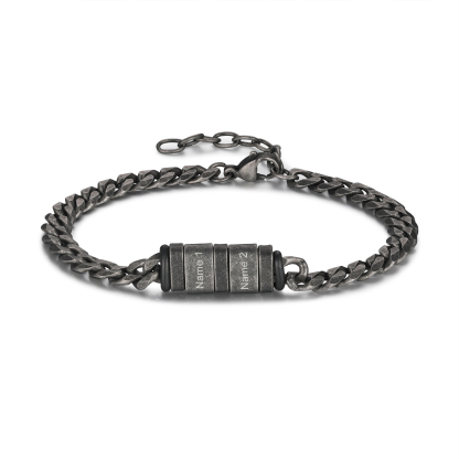 Homme Bracelet Personnalisés avec 2-5 Noms en acier inoxydable Bracelet Vintage pour Homme | Jessemade