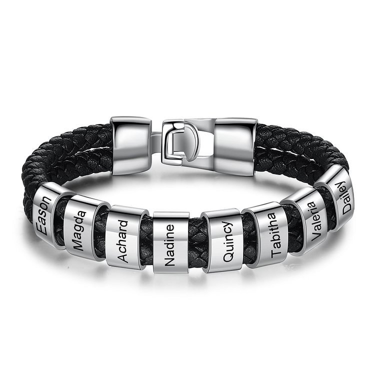 À mon Papa - 1-8 Noms Bracelet Cuir tressé Personnalisé Bracelet Homme
