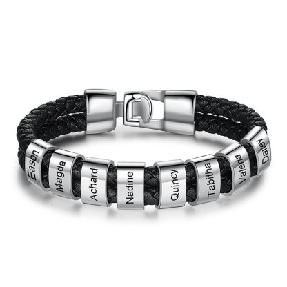 À mon Papa - 1-8 Noms Bracelet Cuir tressé Personnalisé Bracelet Homme