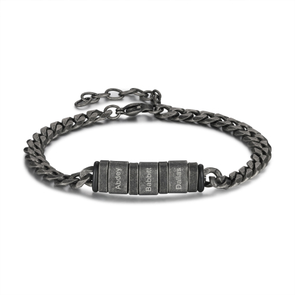 Homme Bracelet Personnalisés avec 2-5 Noms en acier inoxydable Bracelet Vintage pour Homme | Jessemade