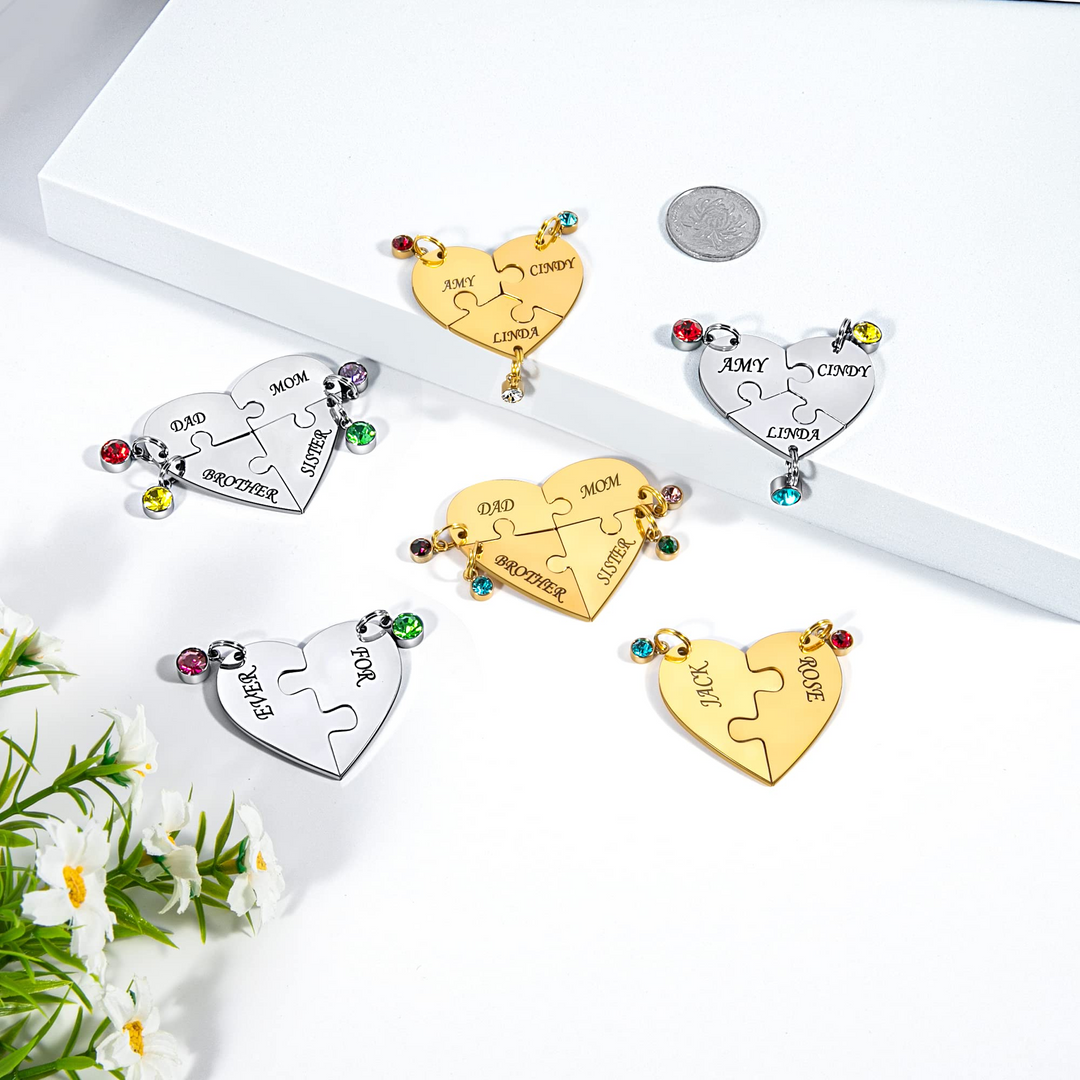 Porte-clés breloque coeur 3 Prénom Personnalisé 3 pierre naissance