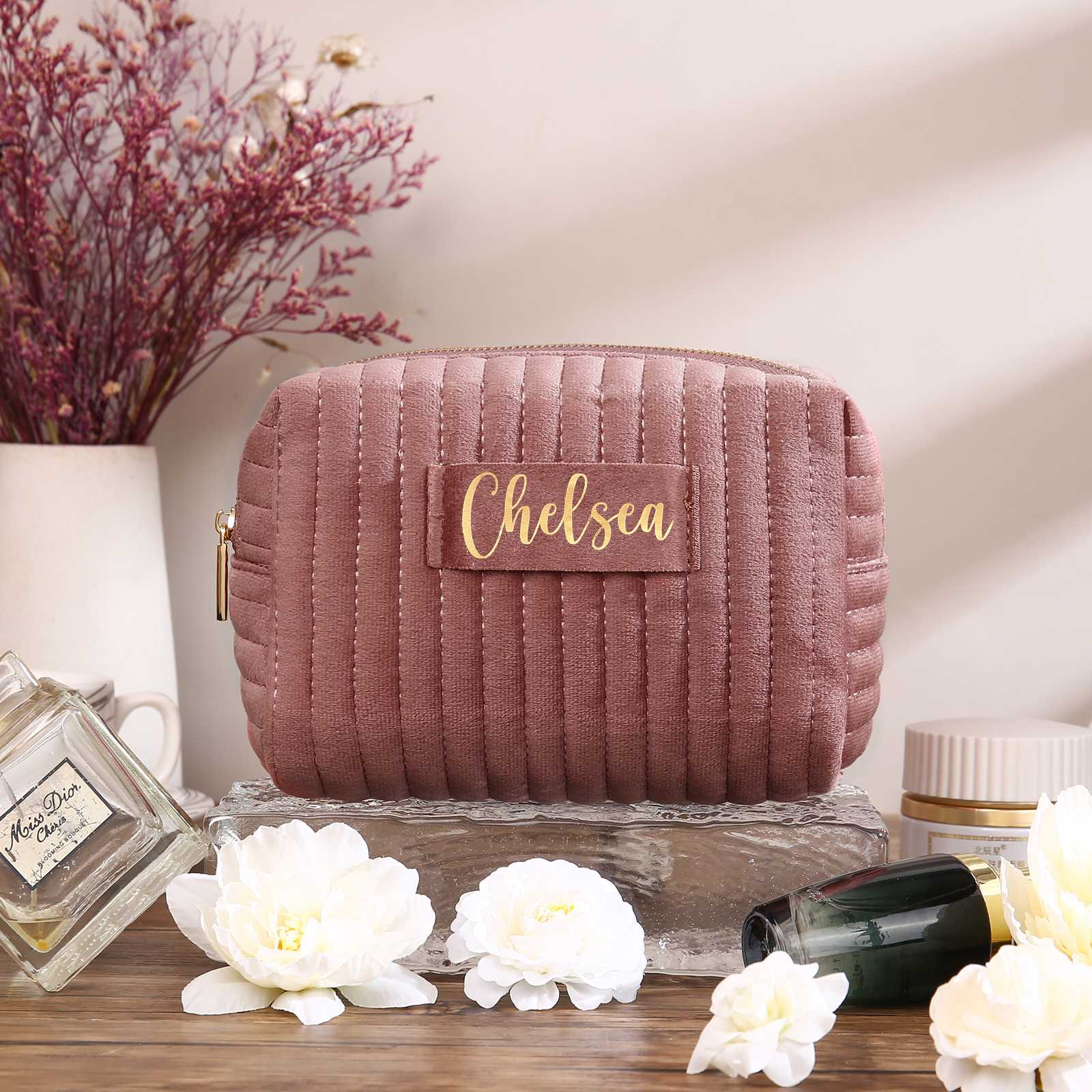 Trousse De Maquillage 1 Prénom Personnalisé Sac De Maquillage À Capacité Élevée Pour Femmes