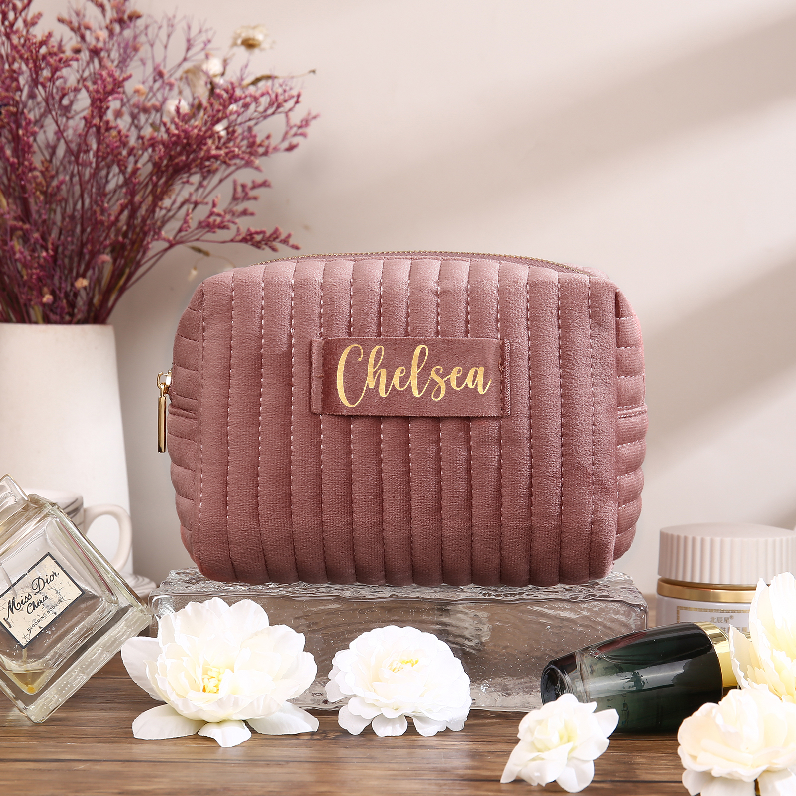 Trousse De Maquillage 1 Prénom Personnalisé Sac De Maquillage À Capacité Élevée Pour Femmes