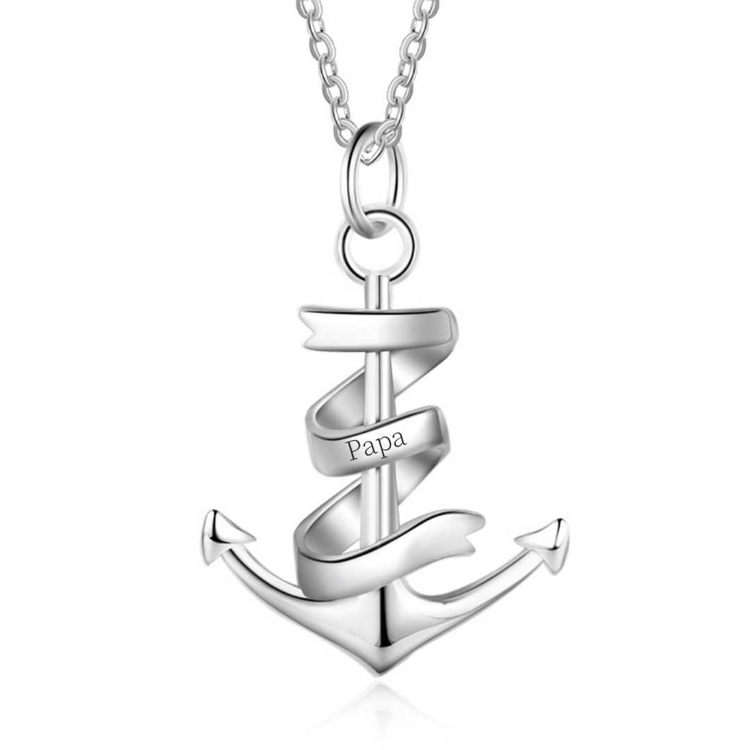 Collier d'ancre marine nautique Pirate ancre pendentif 1 Prénom Personnalisés Collier Homme