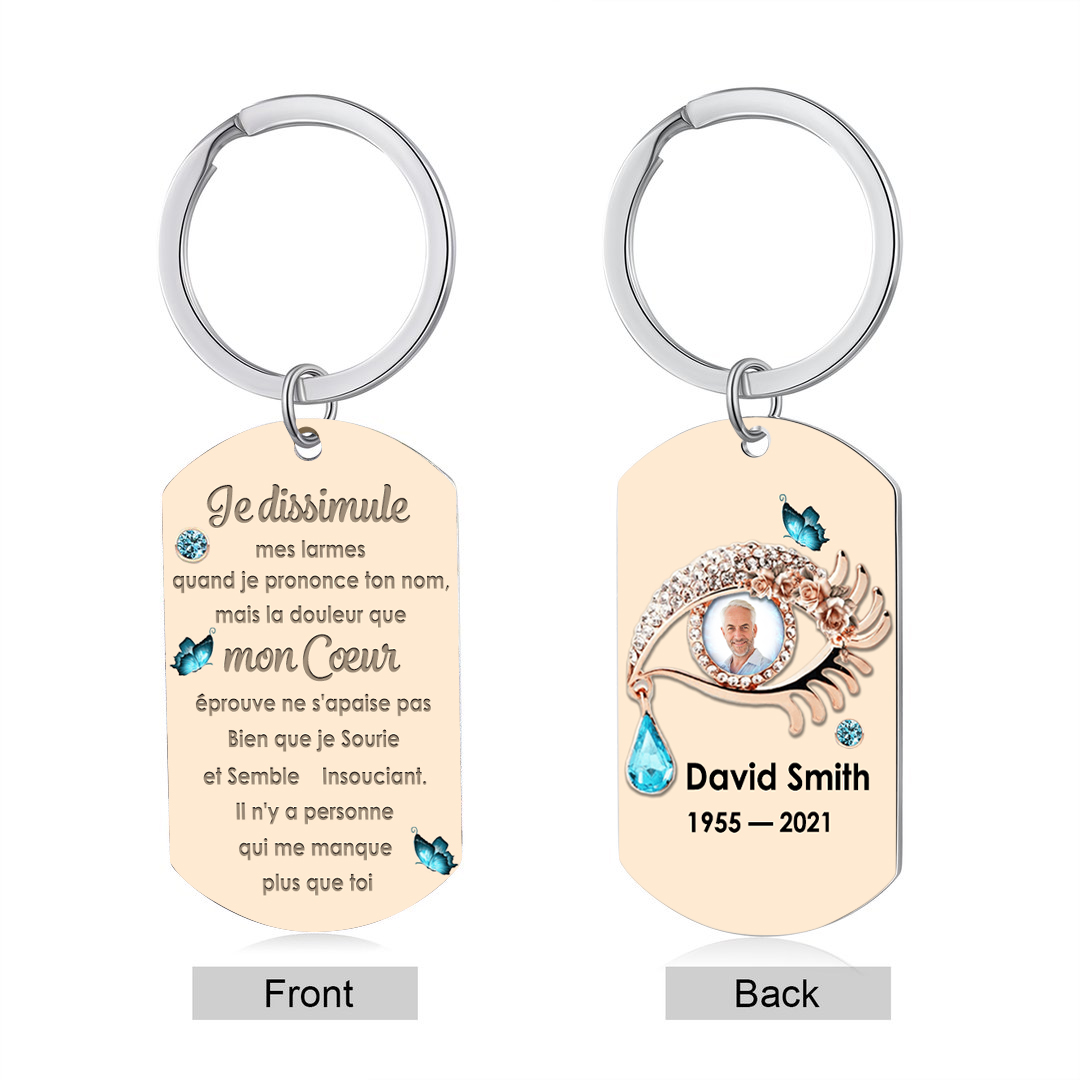 Porte-Clés Commémoratif 1 Prénom et Photo Personnalisés avec Date