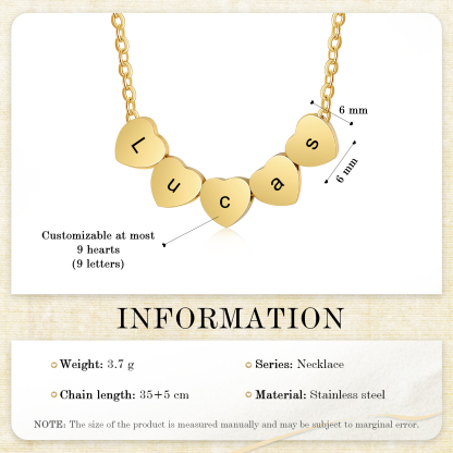 Collier Cœur pendentif 9 lettre Personnalisé