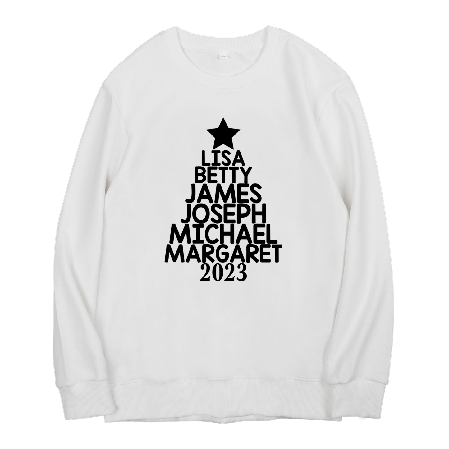Sweat-Shirt de Noël 6 Prénoms Personnalisés avec Année
