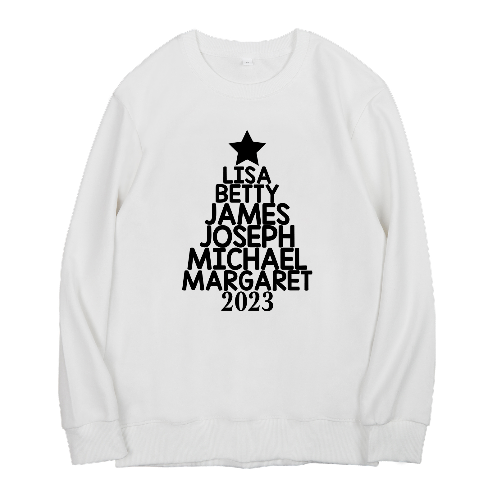 Sweat-Shirt de Noël 6 Prénoms Personnalisés avec Année