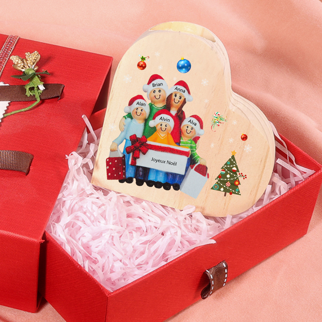 Bougeoir en Bois de Noël Poupée 5 Prénoms Personnalisés sans bougie