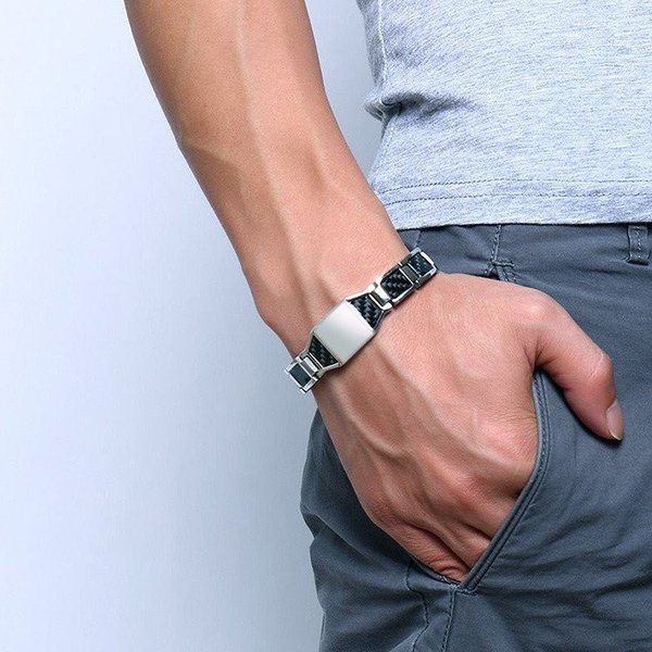 Bracelet magnétique 1 Prénom Personnalisé en Acier au titane