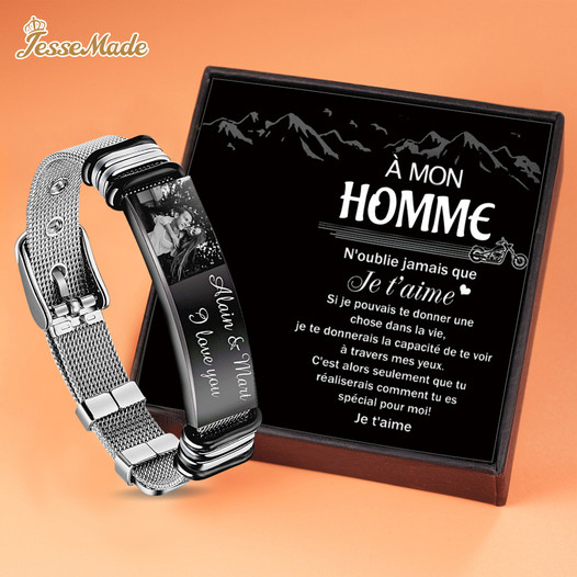 Bracelet Personnalisé 2 texte avec photo