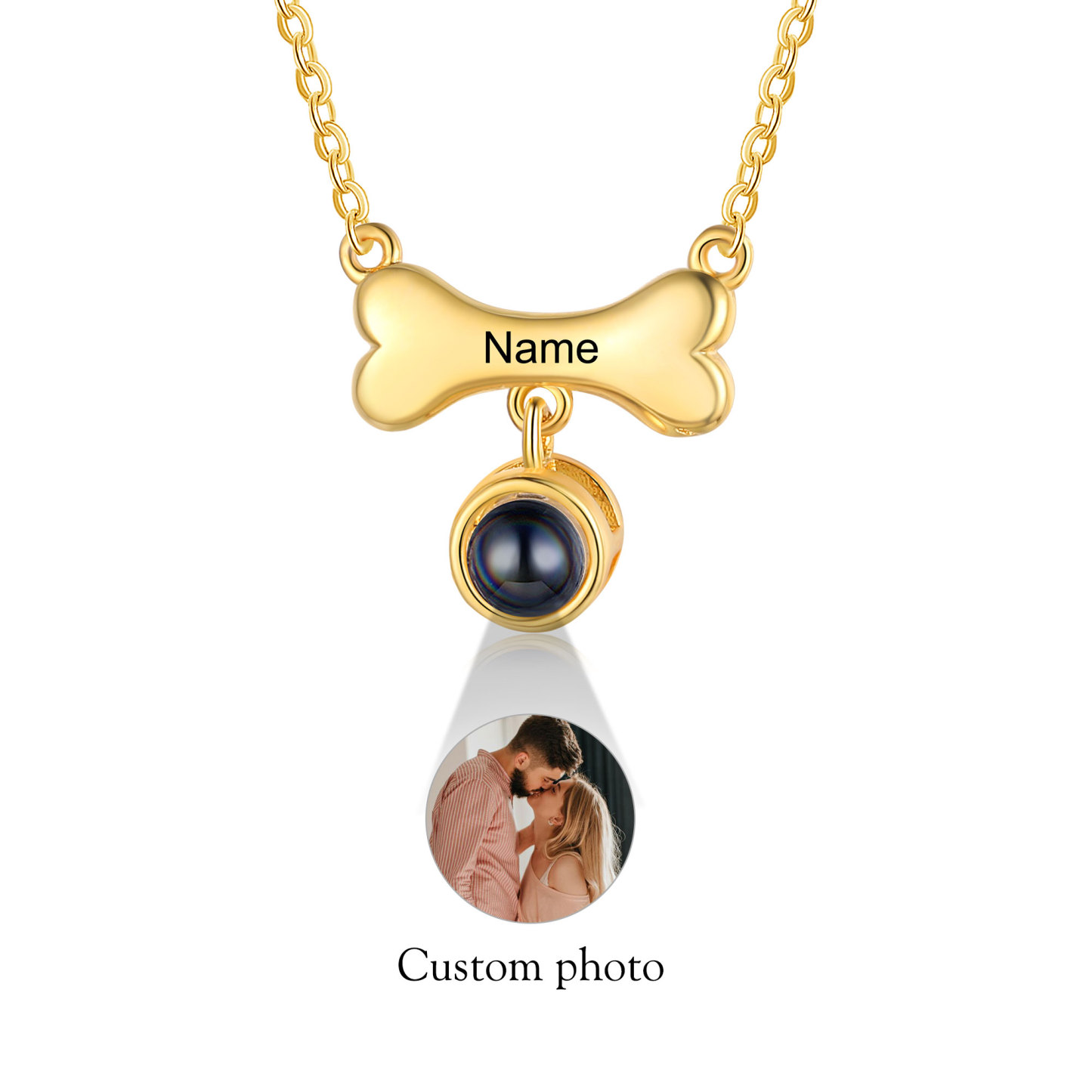 Collier de Projection d'os de chien Photo Personnalisée