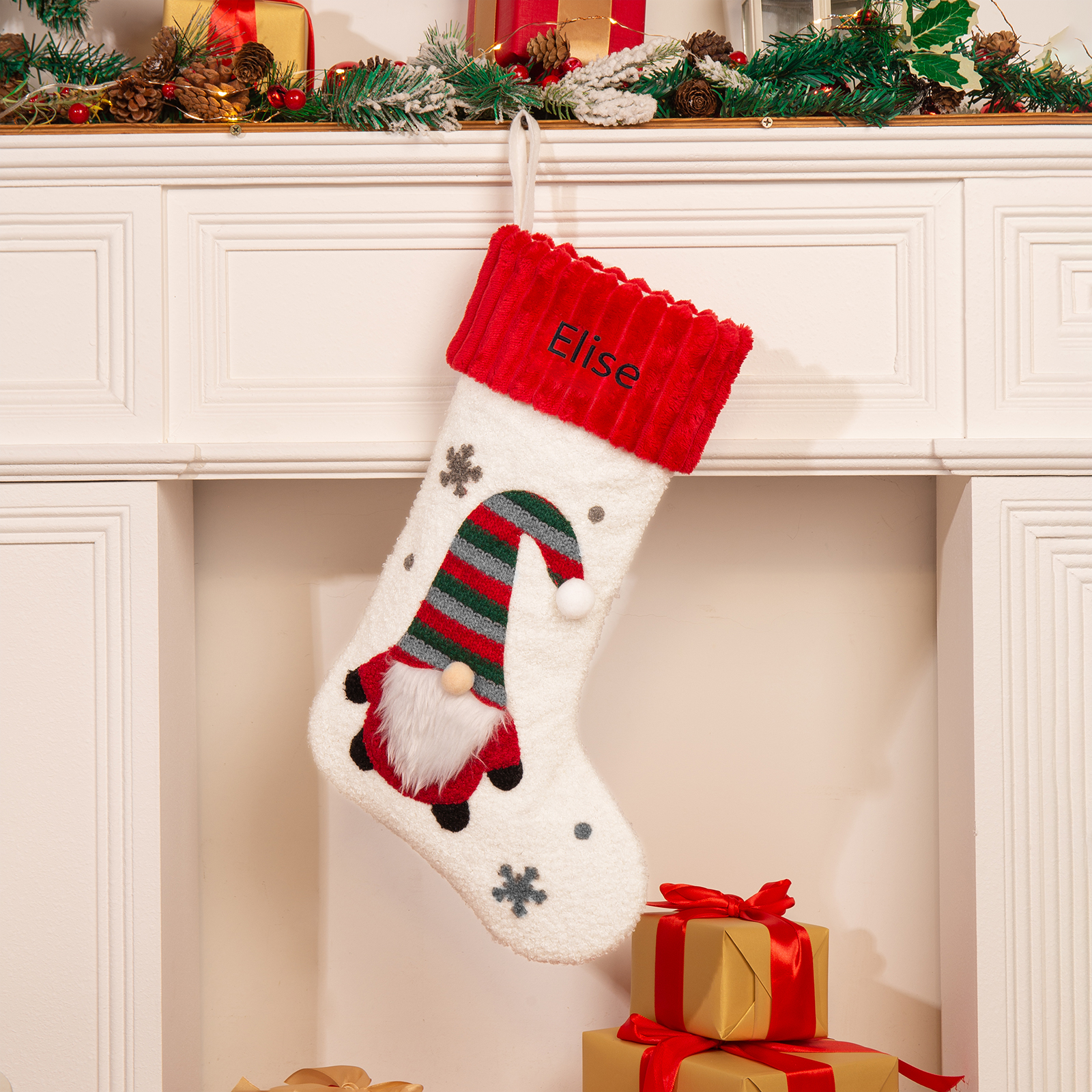 Ornements Chaussette Sac Cabas de Noël 1 Prénom Personnalisé | Jessemade