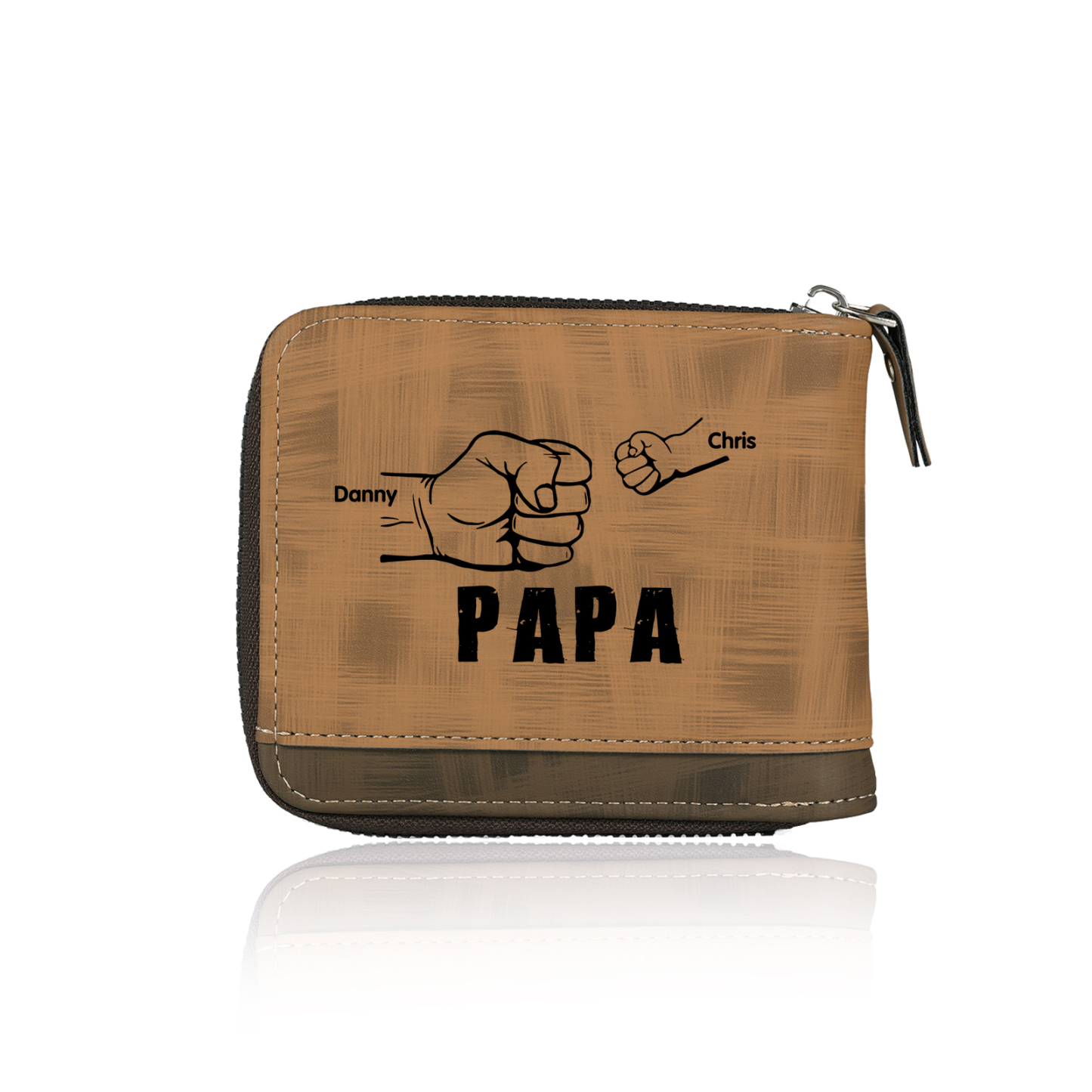 À mon Papa - Portefeuille Poings 2 Prénoms Personnalisés avec Photo Classique Homme Porte-Monnaie Carte