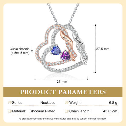 Collier Cœurs entrelacés Personnalisé avec pierre de naissance