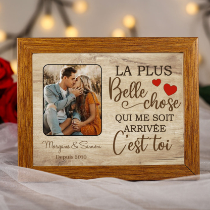 Cadre en bois de Saint-Valentin 2 Prénoms personnalisé avec photo et année | Jessemade