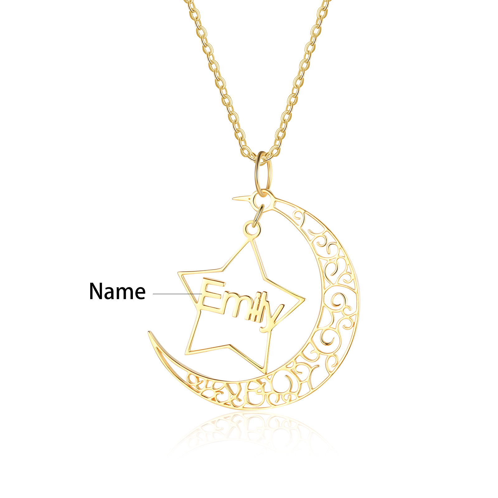 Collier étoile prénom personnalisé avec lune