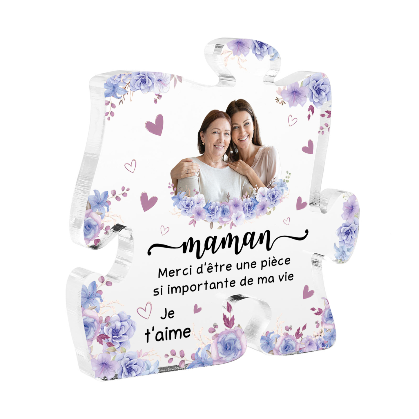 À ma Maman - Plaque Acrylique en forme de Puzzle Photo Personnalisée pour Femme