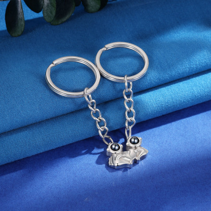 Porte-Clés Projection de Pierres 1 Photo Personnalisée Porte-Clés Astronaute magnétique pour Couple