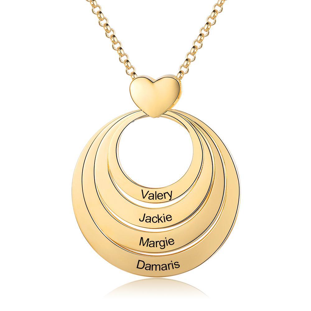 Collier Coeur Personnalisé à 4 Cercles Empilés Pour Famille